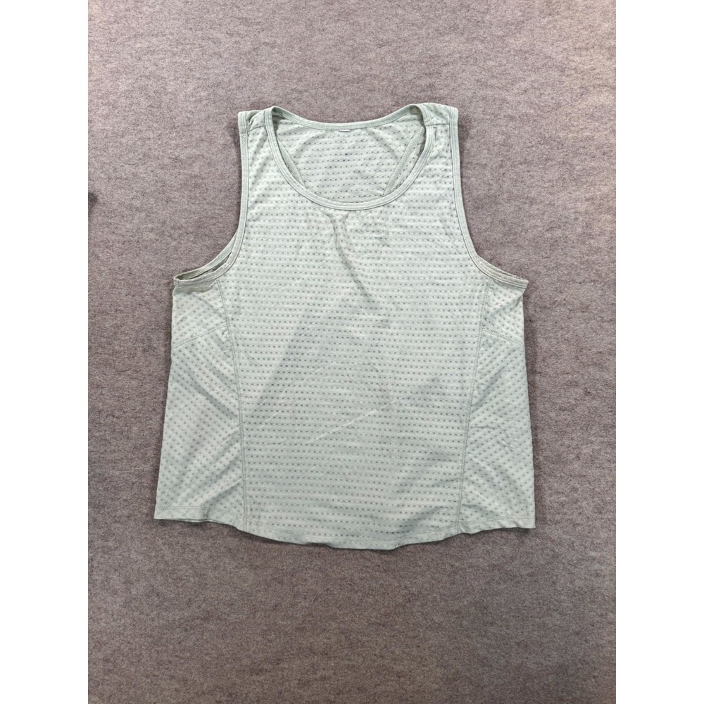 Womens Activewear Tank Top Green Micro Perforated Mesh Athletic Racerback M